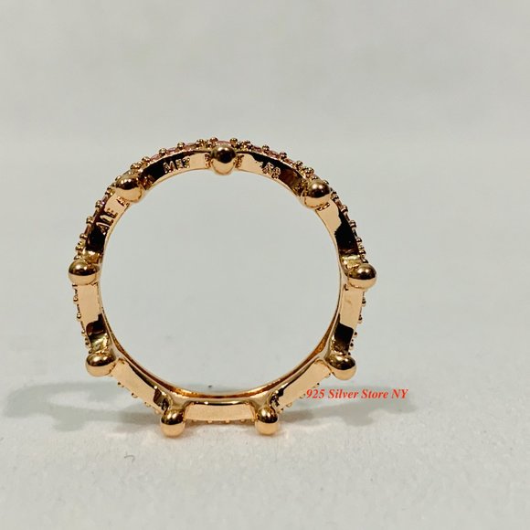 Pandora Rose Gold Pink Sparkling Crown Ring 187087CZ - Picture 5 of 9